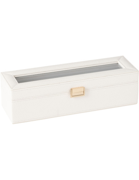 Boîte à montres moderne 6 cases en Simili Blanc Chérie - 1