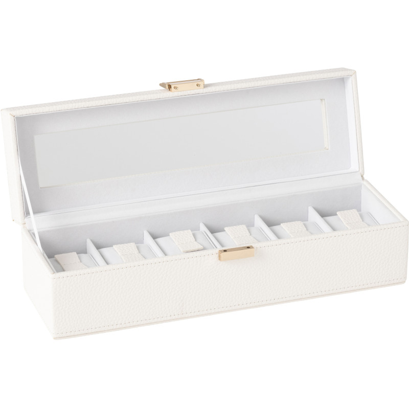 Boîte à montres moderne 6 cases en Simili Blanc Chérie - 3
