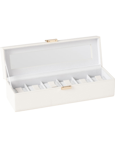 Boîte à montres moderne 6 cases en Simili Blanc Chérie - 3