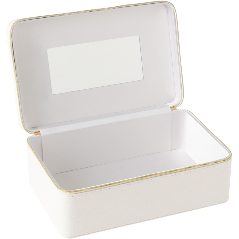 Boîte rangement maquillage rectangulaire en Simili Blanc Miroir Chérie - 2
