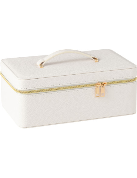 Boîte rangement maquillage rectangulaire en Simili Blanc Miroir Chérie - 1