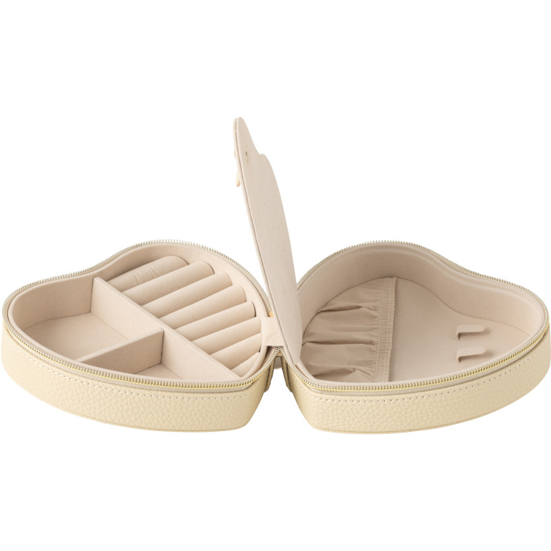 Boîte à bijoux de voyage Coeur en Simili Beige Chérie - 2