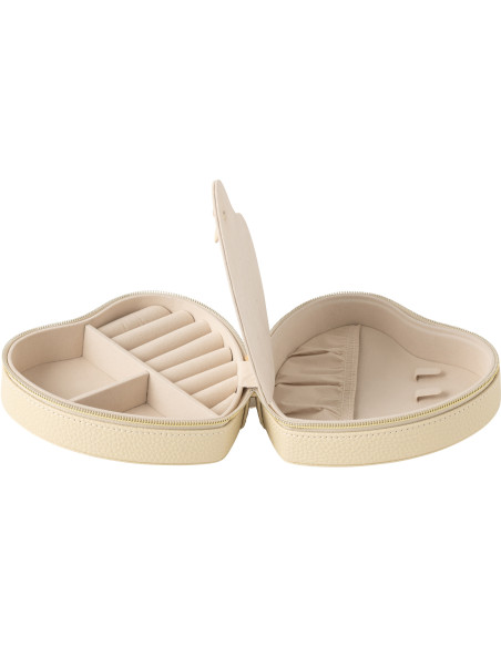 Boîte à bijoux de voyage Coeur en Simili Beige Chérie - 2