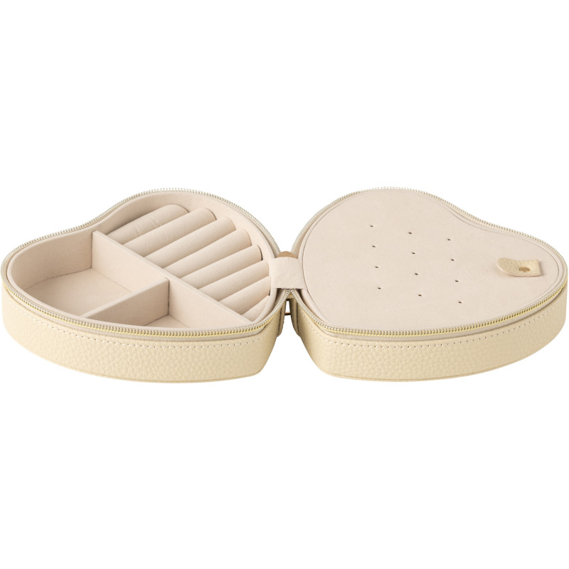 Boîte à bijoux de voyage Coeur en Simili Beige Chérie - 3
