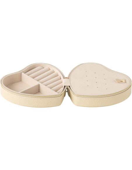 Boîte à bijoux de voyage Coeur en Simili Beige Chérie - 3