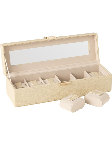 Boîte à montres moderne 6 cases en Simili Beige Chérie - 2