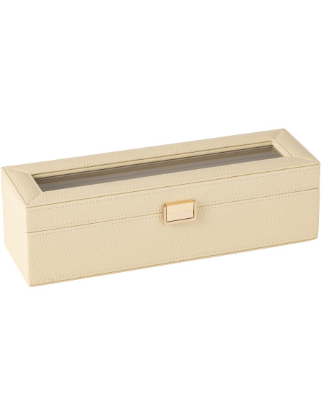 Boîte à montres moderne 6 cases en Simili Beige Chérie - 1