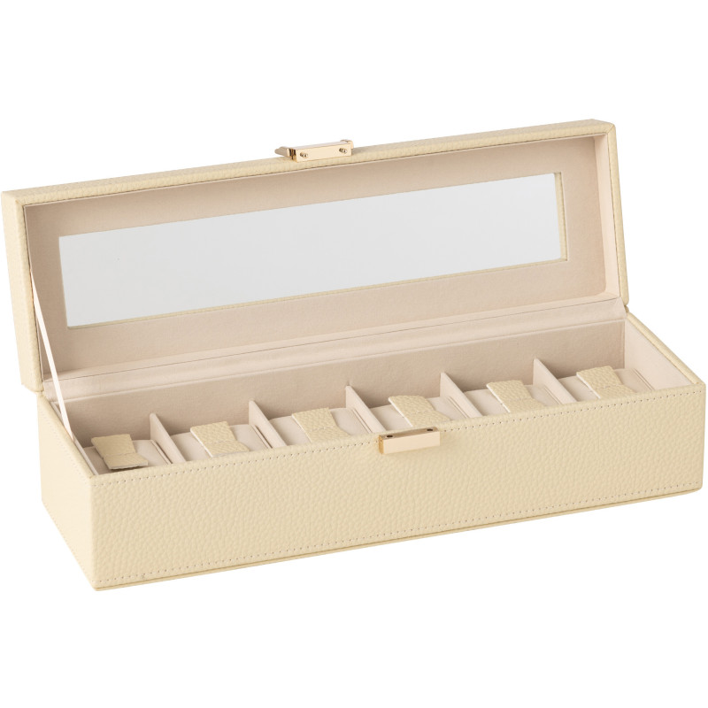 Boîte à montres moderne 6 cases en Simili Beige Chérie - 3