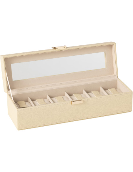 Boîte à montres moderne 6 cases en Simili Beige Chérie - 3