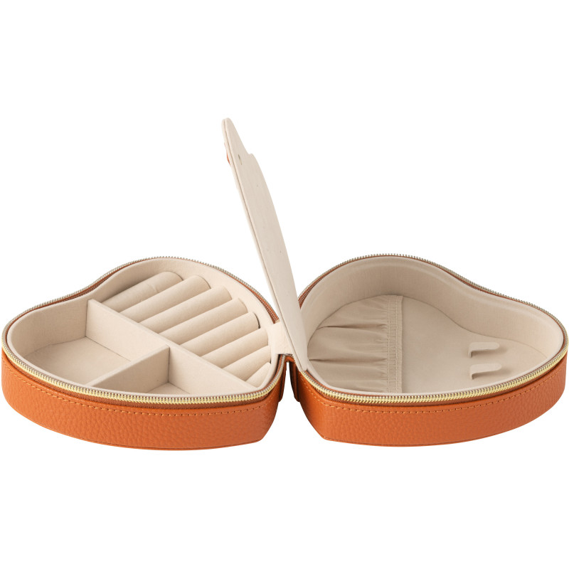 Boîte à bijoux de voyage Coeur en Simili Terracotta Chérie - 2