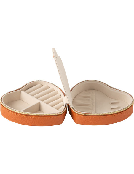 Boîte à bijoux de voyage Coeur en Simili Terracotta Chérie - 2