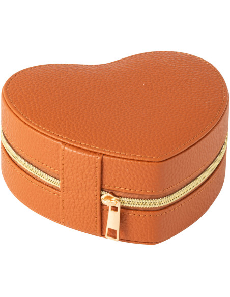 Boîte à bijoux de voyage Coeur en Simili Terracotta Chérie - 1