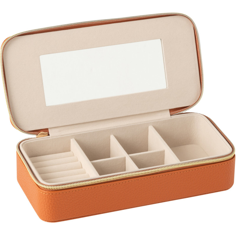 Boîte à bijoux de voyage Rectangulaire en Simili Terracotta Miroir Chérie - 3