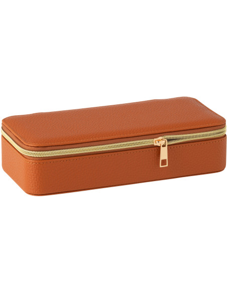 Boîte à bijoux de voyage Rectangulaire en Simili Terracotta Miroir Chérie - 1