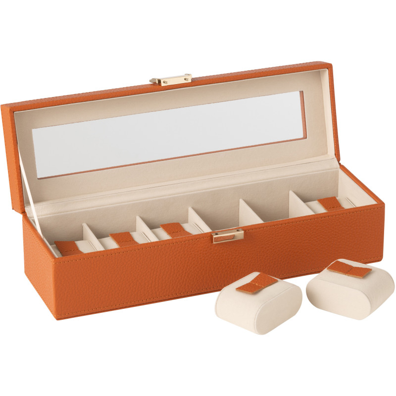 Boîte à montres moderne 6 cases en Simili Terracotta Chérie - 2