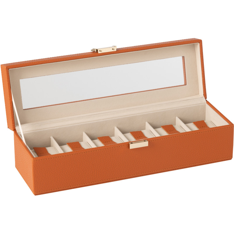 Boîte à montres moderne 6 cases en Simili Terracotta Chérie - 3