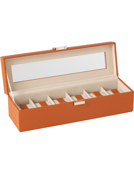 Boîte à montres moderne 6 cases en Simili Terracotta Chérie - 3