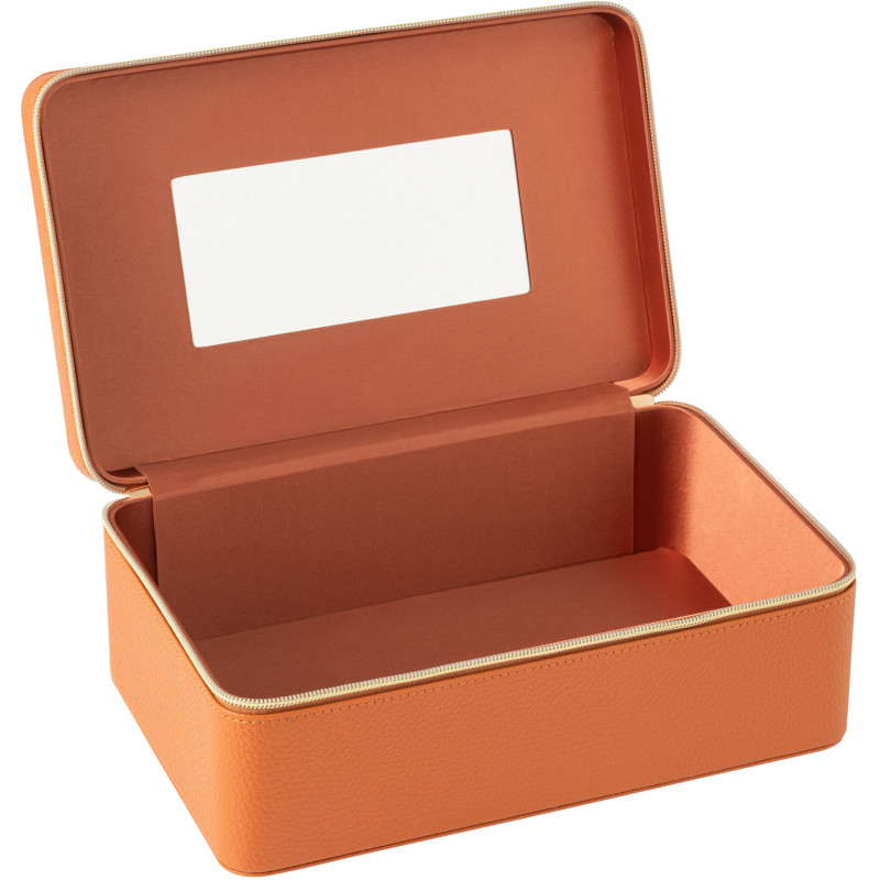 Boîte rangement maquillage rectangulaire en Simili Terracotta Miroir Chérie - 2