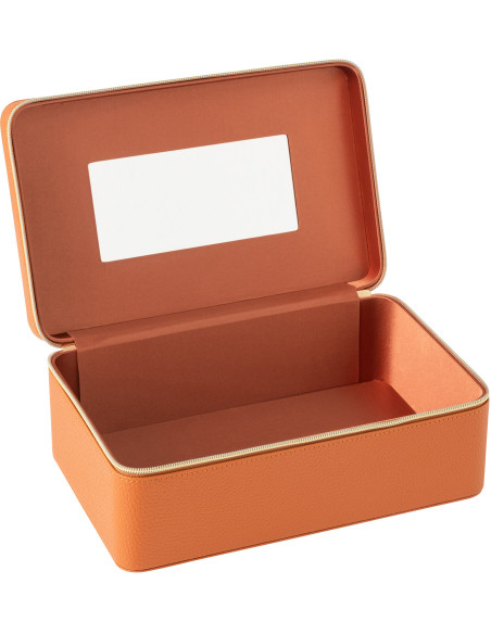 Boîte rangement maquillage rectangulaire en Simili Terracotta Miroir Chérie - 2