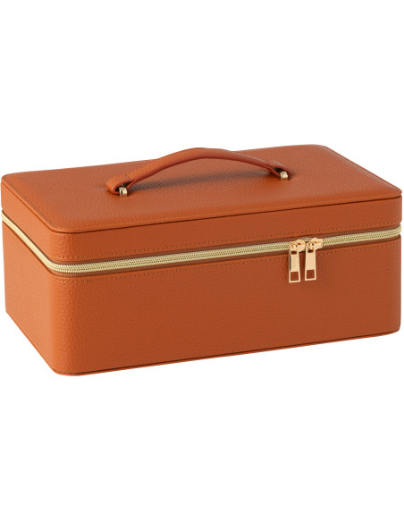 Boîte rangement maquillage rectangulaire en Simili Terracotta Miroir Chérie - 1