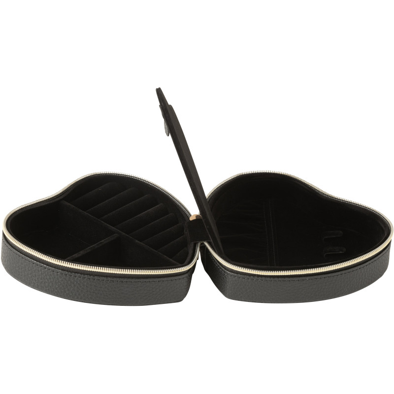 Boîte à bijoux de voyage Coeur en Simili Noir Chérie - 2