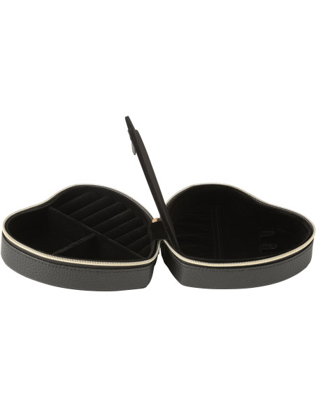 Boîte à bijoux de voyage Coeur en Simili Noir Chérie - 2