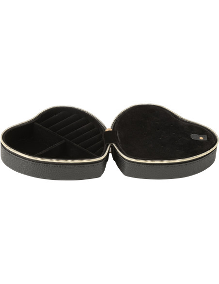 Boîte à bijoux de voyage Coeur en Simili Noir Chérie - 3