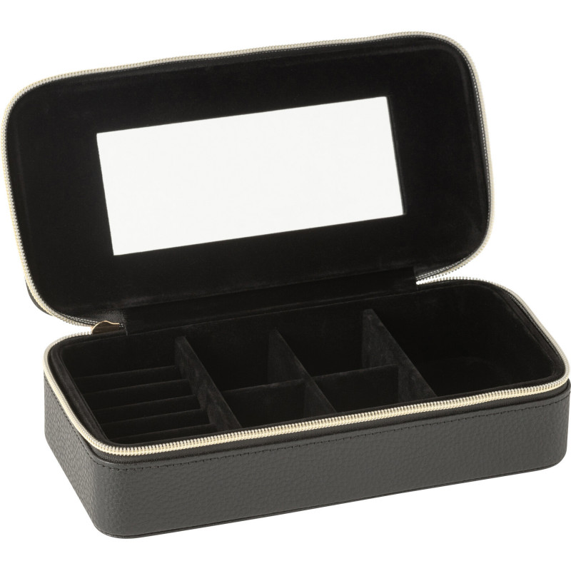Boîte à bijoux de voyage Rectangulaire en Simili Noir Miroir Chérie - 2