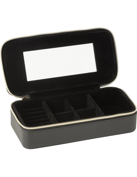 Boîte à bijoux de voyage Rectangulaire en Simili Noir Miroir Chérie - 2