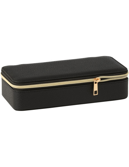 Boîte à bijoux de voyage Rectangulaire en Simili Noir Miroir Chérie - 1