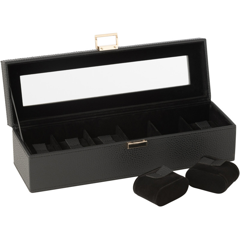 Boîte à montres moderne 6 cases en Simili Noir Chérie - 2