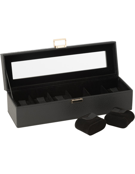 Boîte à montres moderne 6 cases en Simili Noir Chérie - 2