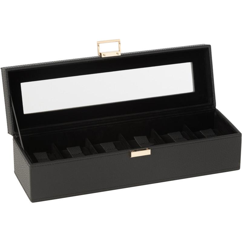 Boîte à montres moderne 6 cases en Simili Noir Chérie - 3