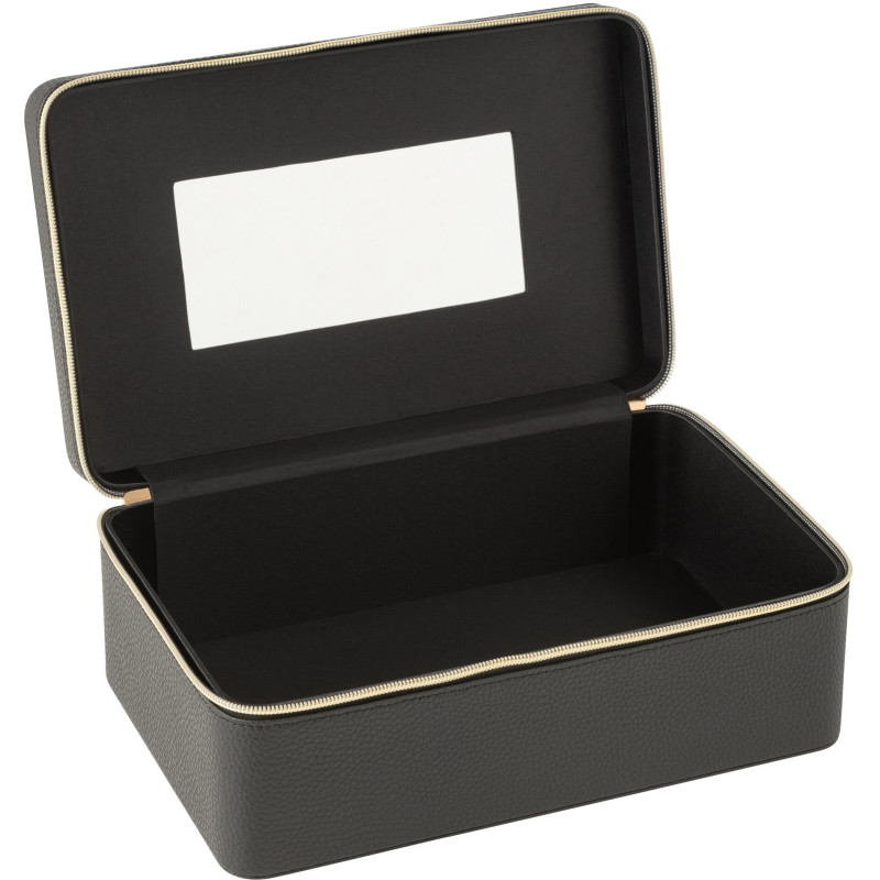 Boîte rangement maquillage rectangulaire en Simili Noir Miroir Chérie - 2