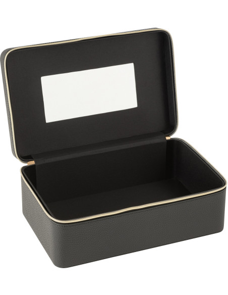 Boîte rangement maquillage rectangulaire en Simili Noir Miroir Chérie - 2