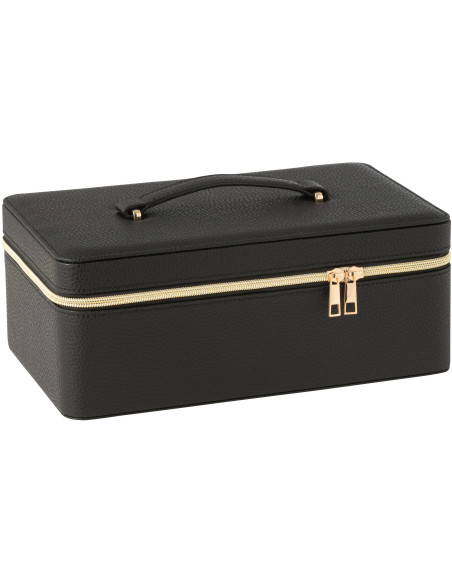 Boîte rangement maquillage rectangulaire en Simili Noir Miroir Chérie - 1