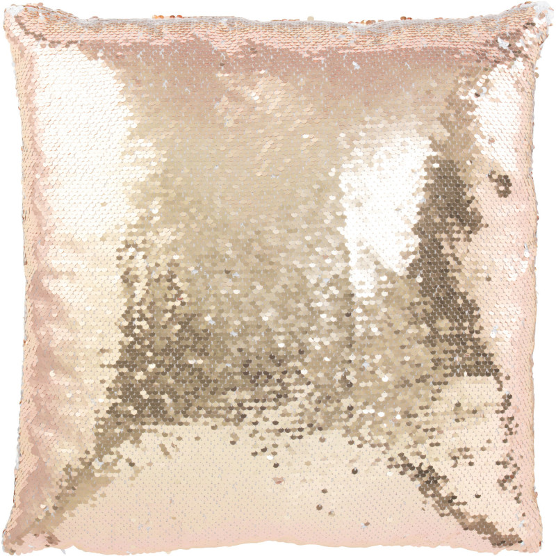 Coussin moderne original Carré 45x45 en Tissu Sequins reversibles Champagne Blanc Glitty - 1