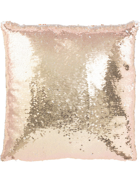 Coussin moderne original Carré 45x45 en Tissu Sequins reversibles Champagne Blanc Glitty - 1