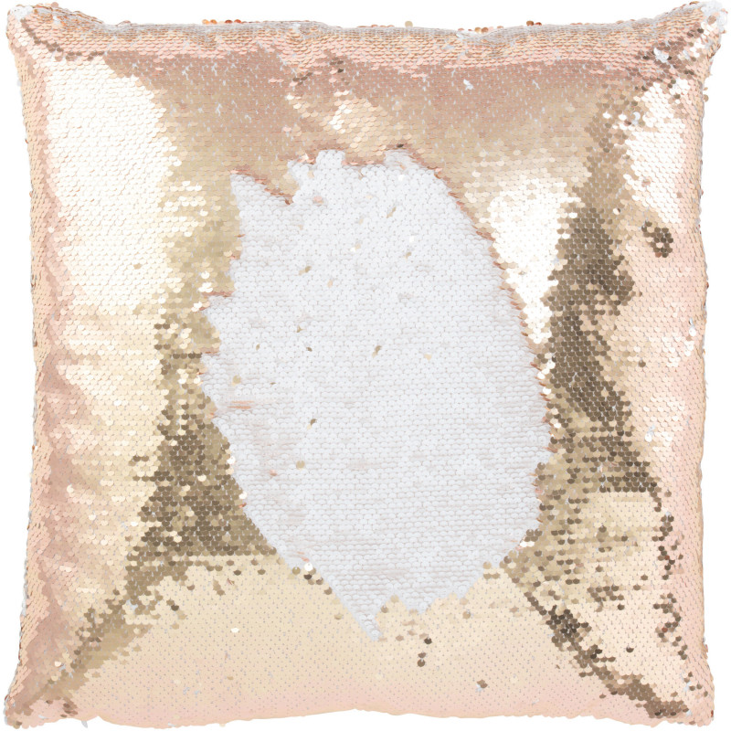 Coussin moderne original Carré 45x45 en Tissu Sequins reversibles Champagne Blanc Glitty - 2