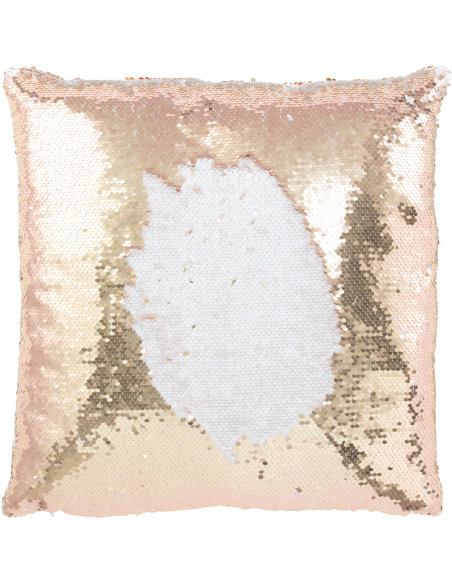 Coussin moderne original Carré 45x45 en Tissu Sequins reversibles Champagne Blanc Glitty - 2