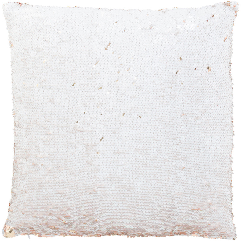 Coussin moderne original Carré 45x45 en Tissu Sequins reversibles Champagne Blanc Glitty - 3