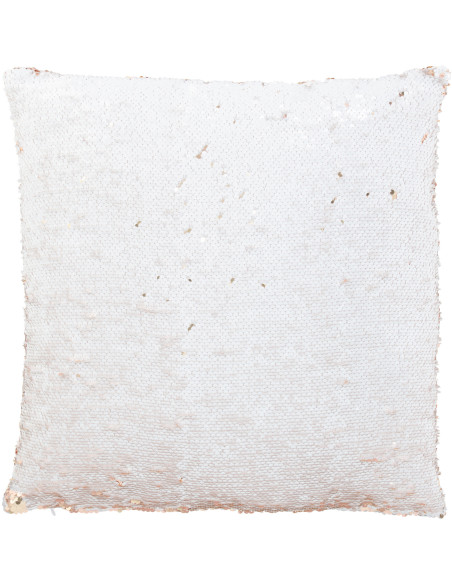 Coussin moderne original Carré 45x45 en Tissu Sequins reversibles Champagne Blanc Glitty - 3