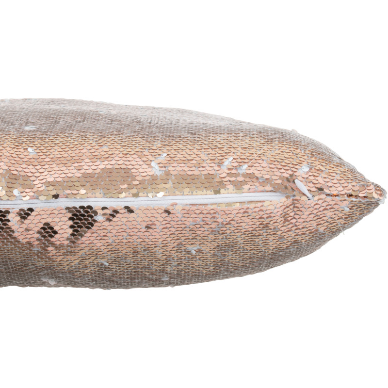 Coussin moderne original Carré 45x45 en Tissu Sequins reversibles Champagne Blanc Glitty - 4