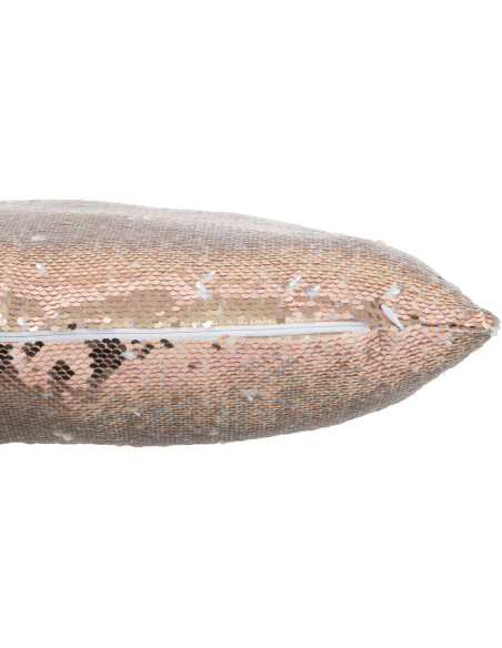 Coussin moderne original Carré 45x45 en Tissu Sequins reversibles Champagne Blanc Glitty - 4