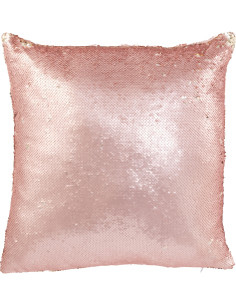 Coussin moderne original Carré 45x45 en Tissu Sequins réversibles Rose Champagne Glitty - 1