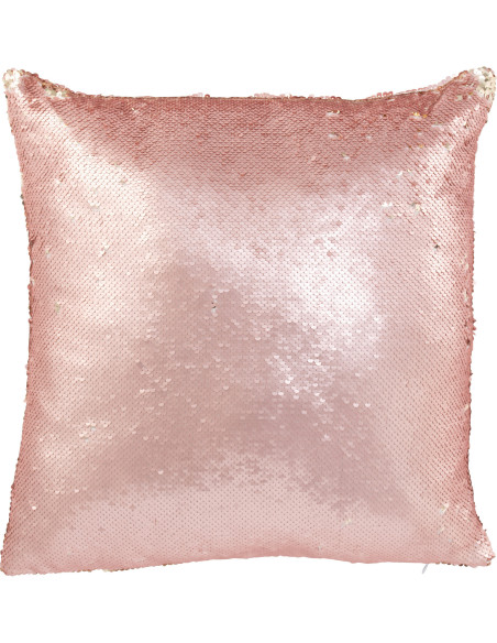 Coussin moderne original Carré 45x45 en Tissu Sequins réversibles Rose Champagne Glitty - 1