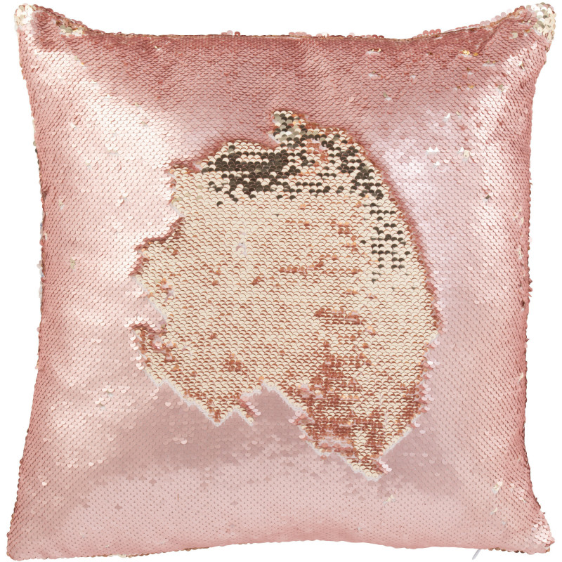 Coussin moderne original Carré 45x45 en Tissu Sequins réversibles Rose Champagne Glitty - 2