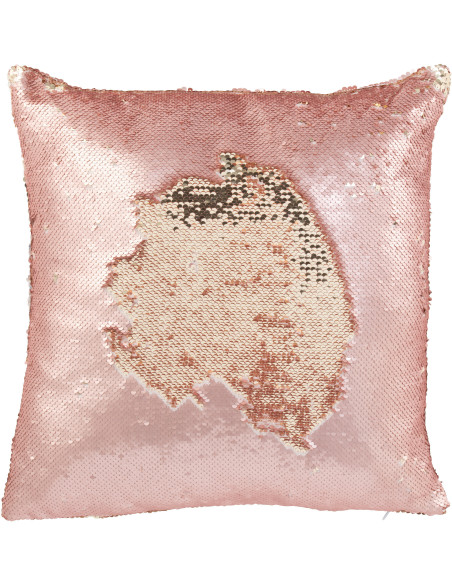 Coussin moderne original Carré 45x45 en Tissu Sequins réversibles Rose Champagne Glitty - 2