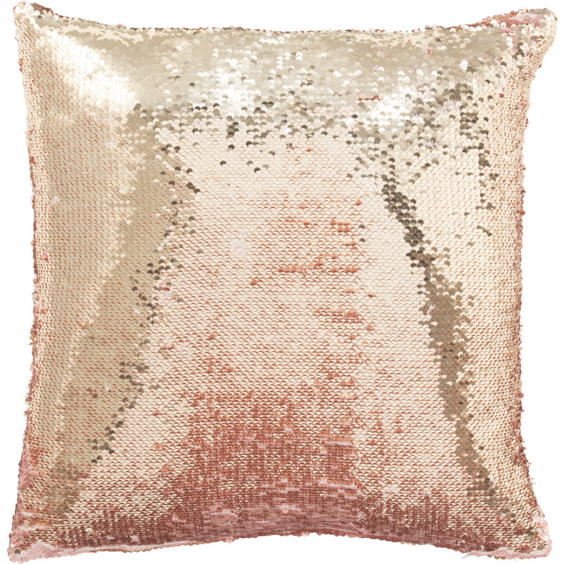 Coussin moderne original Carré 45x45 en Tissu Sequins réversibles Rose Champagne Glitty - 3