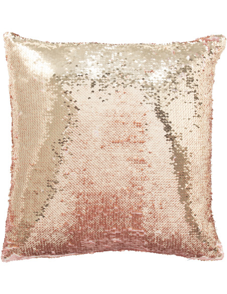 Coussin moderne original Carré 45x45 en Tissu Sequins réversibles Rose Champagne Glitty - 3